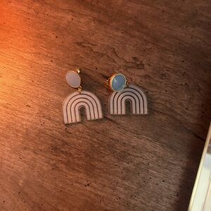 Chic Rainbow Earrings with Gold Accents